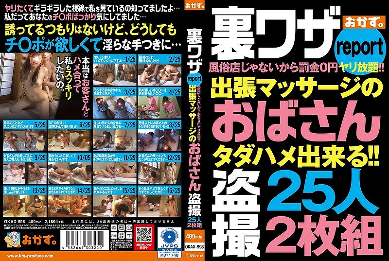 裏ワザreport 風俗店じゃないから罰金0円ヤリ放題！！ 出張マッサージのおばさん盗撮 25人2枚組